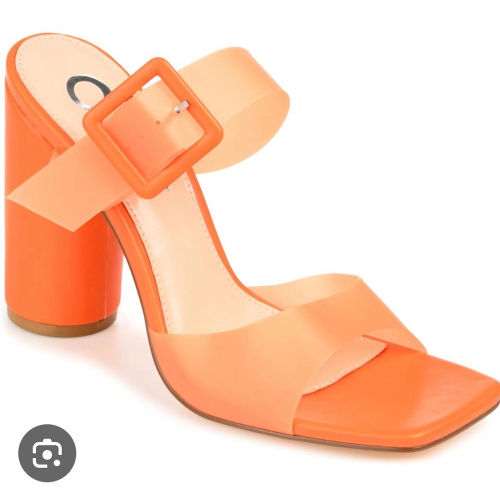 Journee Collection Orange Chunky Heel Sandals